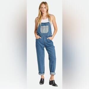 Brixton Costa Two Tone Oversized Denim Overalls Relaxed Fit Casual Size XS
